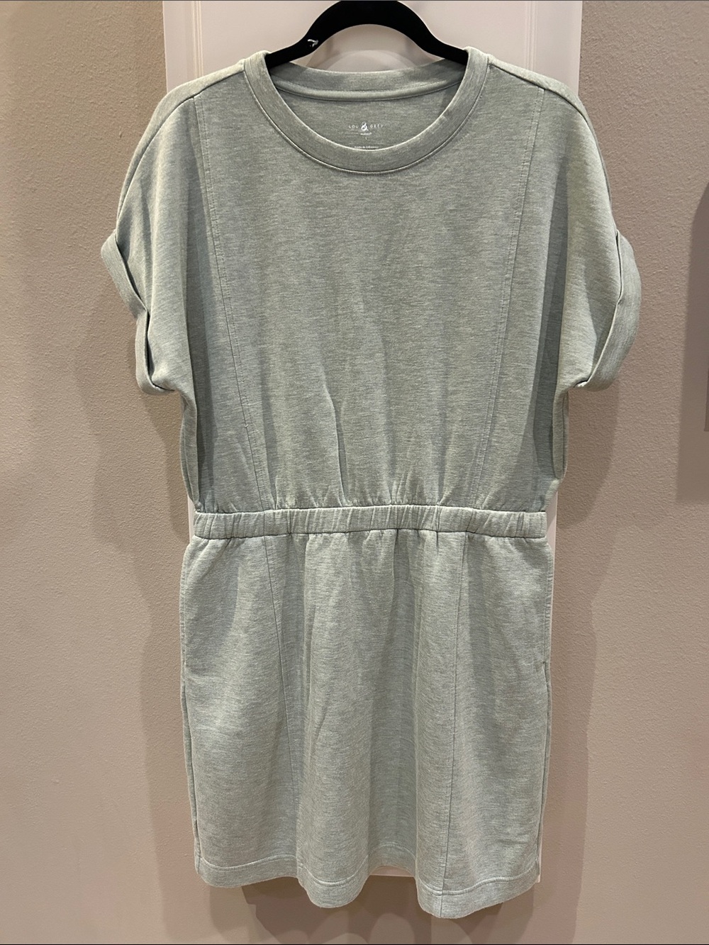 Lou & Grey Sage Green Short-Sleeve Elastic-Waist Knit Dress